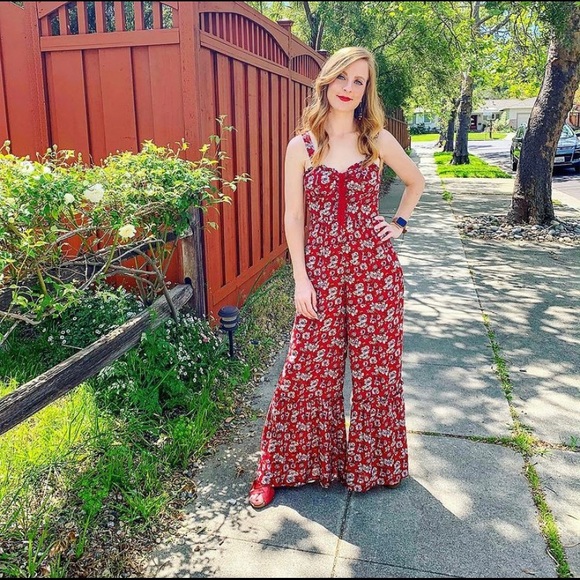 American Eagle floral flare leg jumpsuit, 00 / XS - Picture 3 of 9